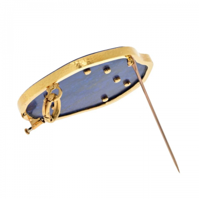David Webb David Webb Platinum 18K Yellow Gold Lapis And Diamond Airplane Brooch