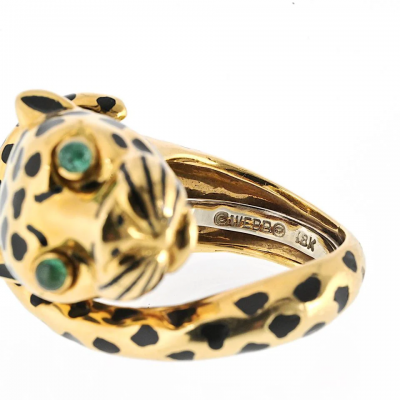 David Webb David Webb Platinum 18K Yellow Gold Leopard Ring