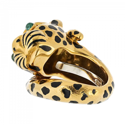 David Webb David Webb Platinum 18K Yellow Gold Leopard Ring