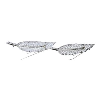 David Webb David Webb Platinum 40 Carat Diamond Feather Set Of Two Brooch