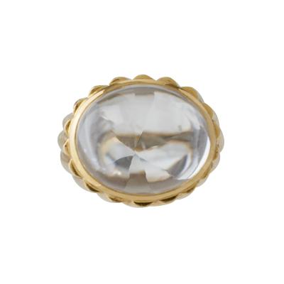 David Webb David Webb Rock Crystal and Hammered Gold Bomb Ring