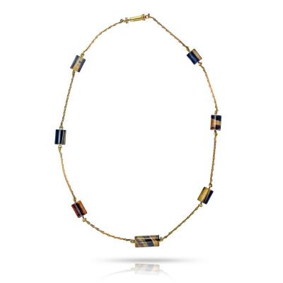 David Webb David Webb Tiger Eye Station Chain Necklace
