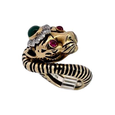 David Webb David Webb Tiger ring Ruby eyes Emerald Head