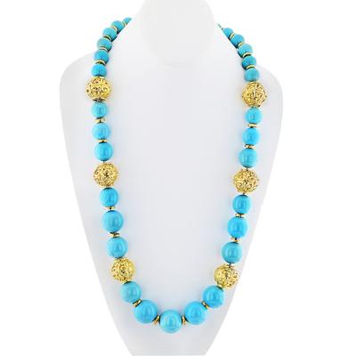 David Webb David Webb Turquoise Large Bead Strand Necklace