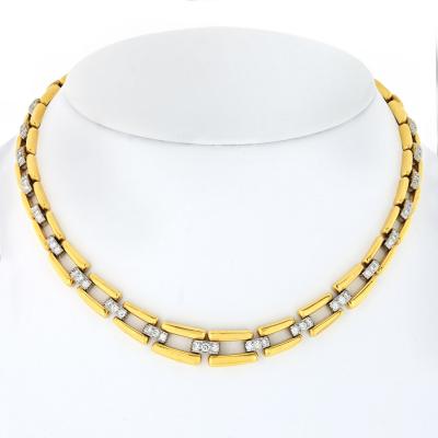 David Webb David Webb Yellow Gold Collar Diamond Link Necklace