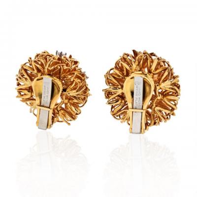 David Webb PLATINUM 18K YELLOW GOLD 1 25 CARAT DIAMOND FLOWER BURST CLIP EARRINGS