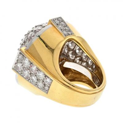 David Webb PLATINUM 18K YELLOW GOLD 12 00CTTS ROUND DIAMOND CLUSTER COCKTAIL RING