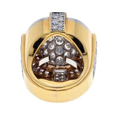 David Webb PLATINUM 18K YELLOW GOLD 12 00CTTS ROUND DIAMOND CLUSTER COCKTAIL RING