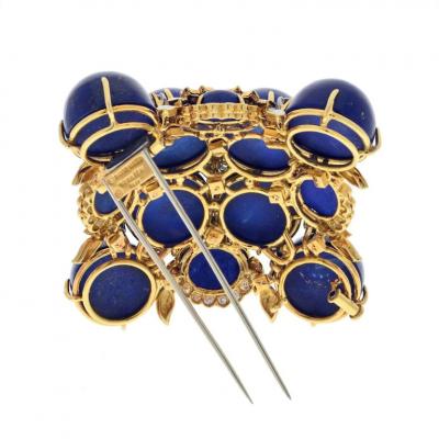 David Webb PLATINUM 18K YELLOW GOLD 1960S MALTESE LAPIS ENAMEL CROSS STYLE BROOCH