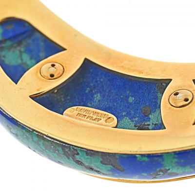 David Webb PLATINUM 18K YELLOW GOLD AZURMALACHITE DIAMOND AND RUBY COLLAR NECKLACE