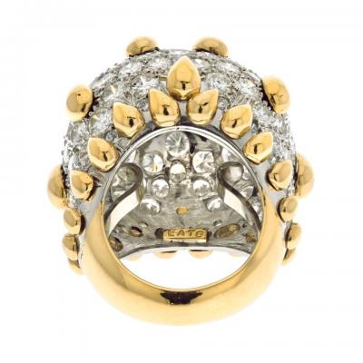 David Webb PLATINUM 18K YELLOW GOLD BOMBE DIAMOND CLUSTER GOLD TEAR DROP DEATAILS RING