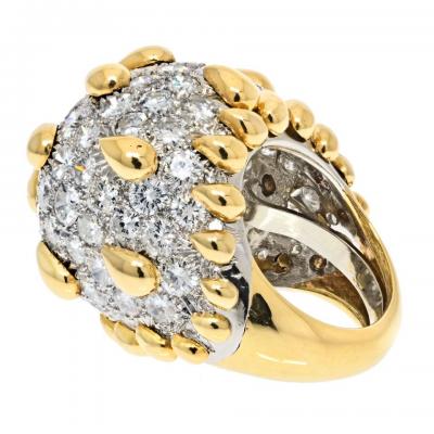 David Webb PLATINUM 18K YELLOW GOLD BOMBE DIAMOND CLUSTER GOLD TEAR DROP DEATAILS RING