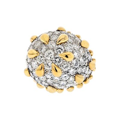 David Webb PLATINUM 18K YELLOW GOLD BOMBE DIAMOND CLUSTER GOLD TEAR DROP DEATAILS RING