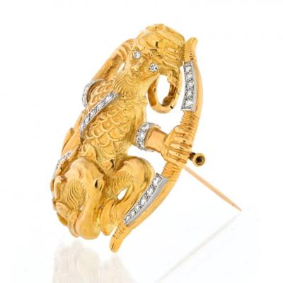 David Webb PLATINUM 18K YELLOW GOLD SAGITTARIUS DIAMOND ZODIAC PENDANT PIN BROOCH