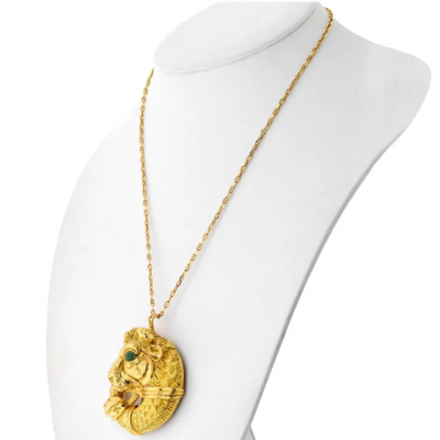 David Webb PLATINUM 18K YELLOW GOLD TAURUS BULL PIN PENDANT ON A CHAIN NECKLACE