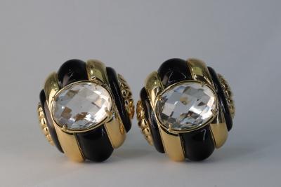 David Webb Webb Rock Crystal and Emanel Earrings