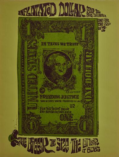 David Weidman 1968 Inflated Dollar Handmade Hand Signed Framed Silkscreen by David Weidman