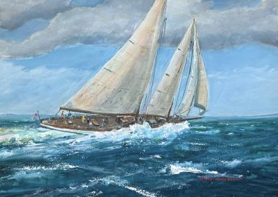 David William Clough Corral of Cowes under Full Sail 