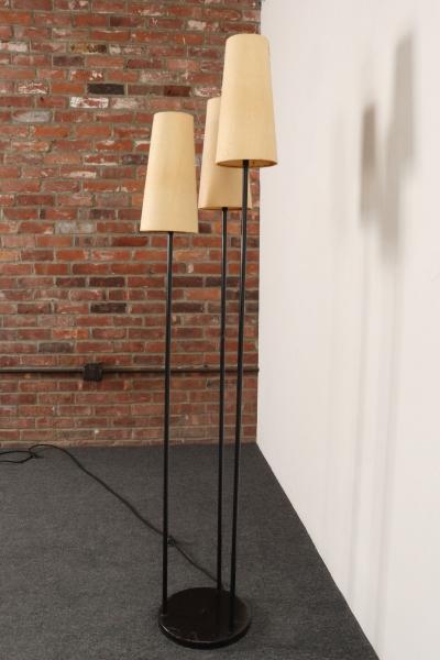 David Wurster Vintage Black Metal Three Fixture Floor Lamp with Shades by David Wurster