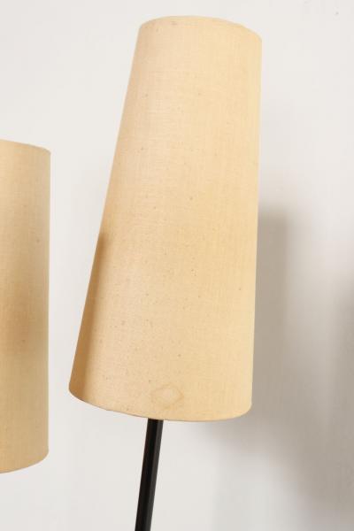 David Wurster Vintage Black Metal Three Fixture Floor Lamp with Shades by David Wurster