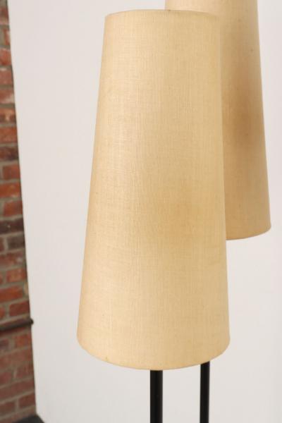 David Wurster Vintage Black Metal Three Fixture Floor Lamp with Shades by David Wurster