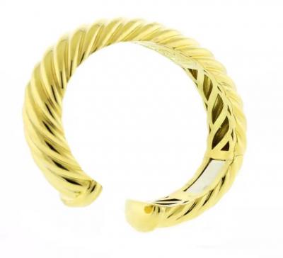 David Yurman DAVID YURMAN 18KT YELLOW GOLD GROOVED WIDE BANGLE