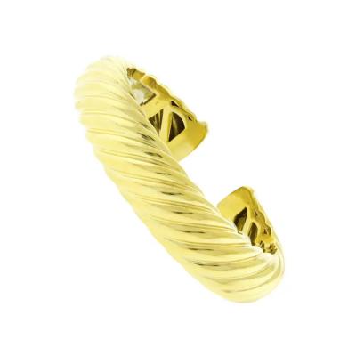 David Yurman DAVID YURMAN 18KT YELLOW GOLD GROOVED WIDE BANGLE