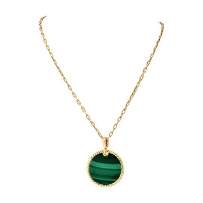 David Yurman David Yurman 18K Yellow Gold Malachite Round Disc Pendant On A Chain Necklace