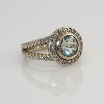 David Yurman David Yurman Sterling Prasiolite Diamond Ring 20tdw