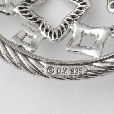 David Yurman David Yurman Sterling Silver Diamond Quatrefoil Disc Necklace