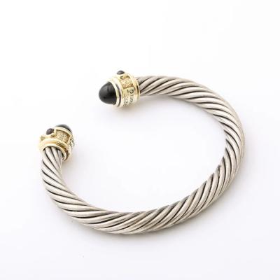 David Yurman Modernist Sterling Silver 14K Gold Onyx Garnet Cable Bracelet by David Yurman