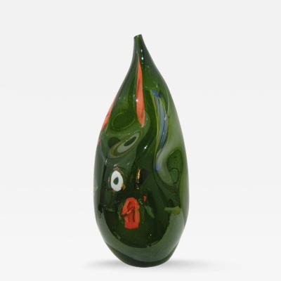 Davide Dona Davide Dona Rare Oversized Bottle Green Murano Glass Organic Vase
