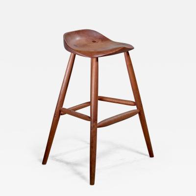 Davies Hugh Hugh Davies Walnut Studio Crafted Bar Stool USA 1970s