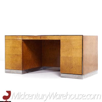 Davis Allen Davis Allen Mid Century Burlwood and Chrome Executive Desk