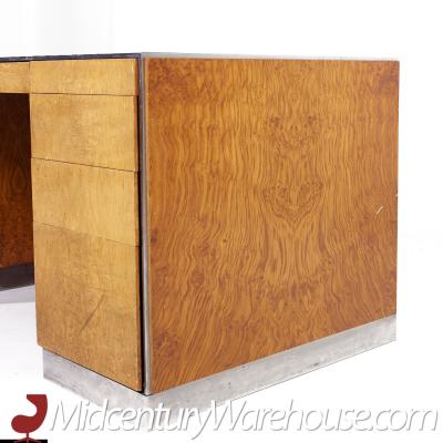 Davis Allen Davis Allen Mid Century Burlwood and Chrome Executive Desk