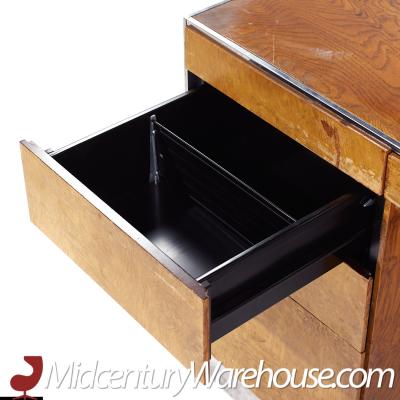 Davis Allen Davis Allen Mid Century Burlwood and Chrome Executive Desk