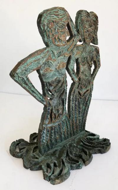 Davis David Brutalist Bronze Figurative Sculpture by Davis David 1993