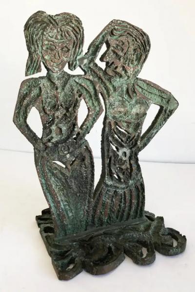 Davis David Brutalist Bronze Figurative Sculpture by Davis David 1993