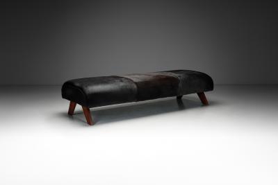 Daybed in Dark Ponyskin with Wooden Legs Europe 1940s