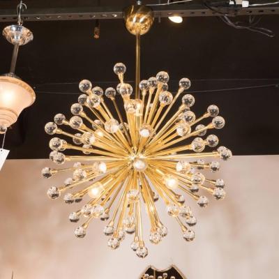 Dazzling Crystal Ball Sputnik Chandelier in Brass with Handblown Crystal Balls