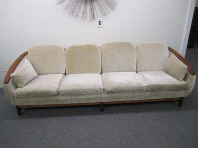 Dazzling R Huber Curved Back Teak Sofa Mid Century Danish Modern