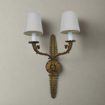 De Coene Fr res Bronze Two Light Wall Sconce Belgium circa 1930