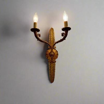 De Coene Fr res Bronze Two Light Wall Sconce Belgium circa 1930