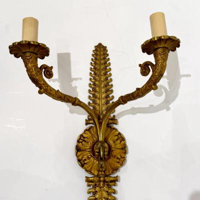 De Coene Fr res Bronze Two Light Wall Sconce Belgium circa 1930