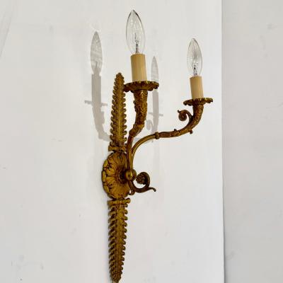 De Coene Fr res Bronze Two Light Wall Sconce Belgium circa 1930