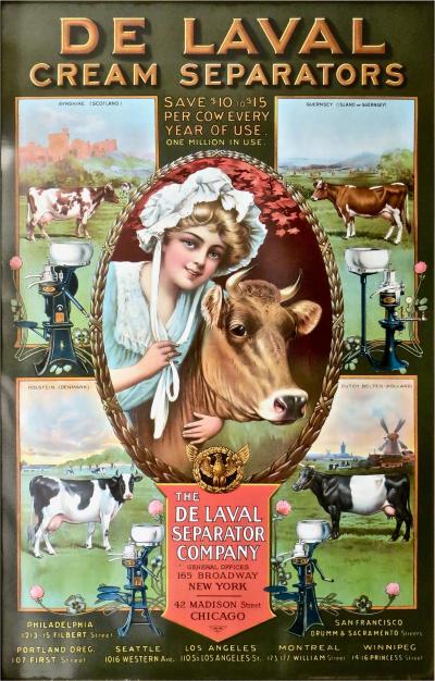 De Laval Tin Advertising Sign American circa 1905 Near Mint