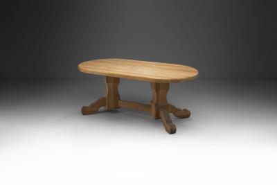 De Puydt Oak Dining Table with Carved Legs Belgium 1970s