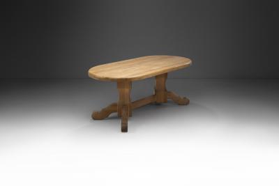 De Puydt Oak Dining Table with Carved Legs Belgium 1970s