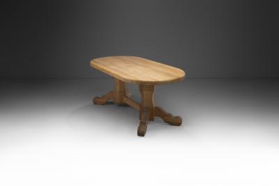 De Puydt Oak Dining Table with Carved Legs Belgium 1970s