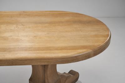 De Puydt Oak Dining Table with Carved Legs Belgium 1970s